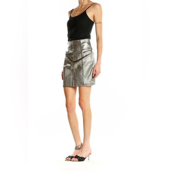 FREE PEOPLE Metallic Silver Skirt - Picture 6 of 6